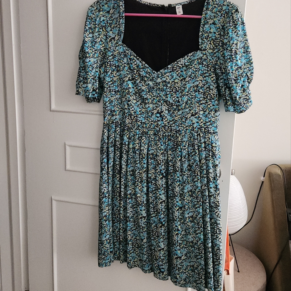 BP Blue Midi Sundress with Puff Sleeves